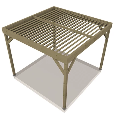 Chausson Abris Pergola Bois Indépendante à Toit Plat - Pin Traité Classe 4 Vert 3 Chausson Abris Pergola Bois Indépendante à Toit Plat - Pin Traité Classe 4 Vert